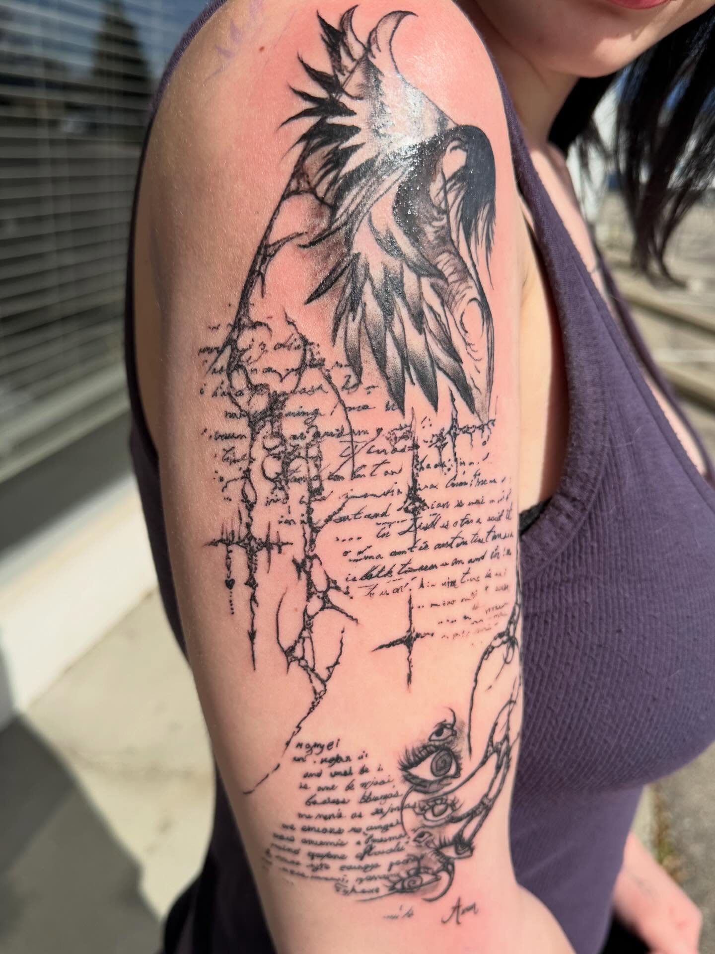 Tattoo by @loui_lays_ink — black_and_grey, surrealism