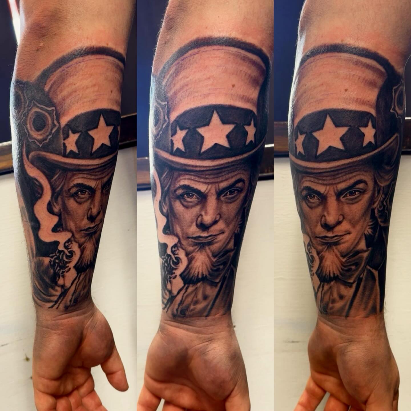 Uncle sam American traditional tattoo on the forearm by Tattoosbybeanz