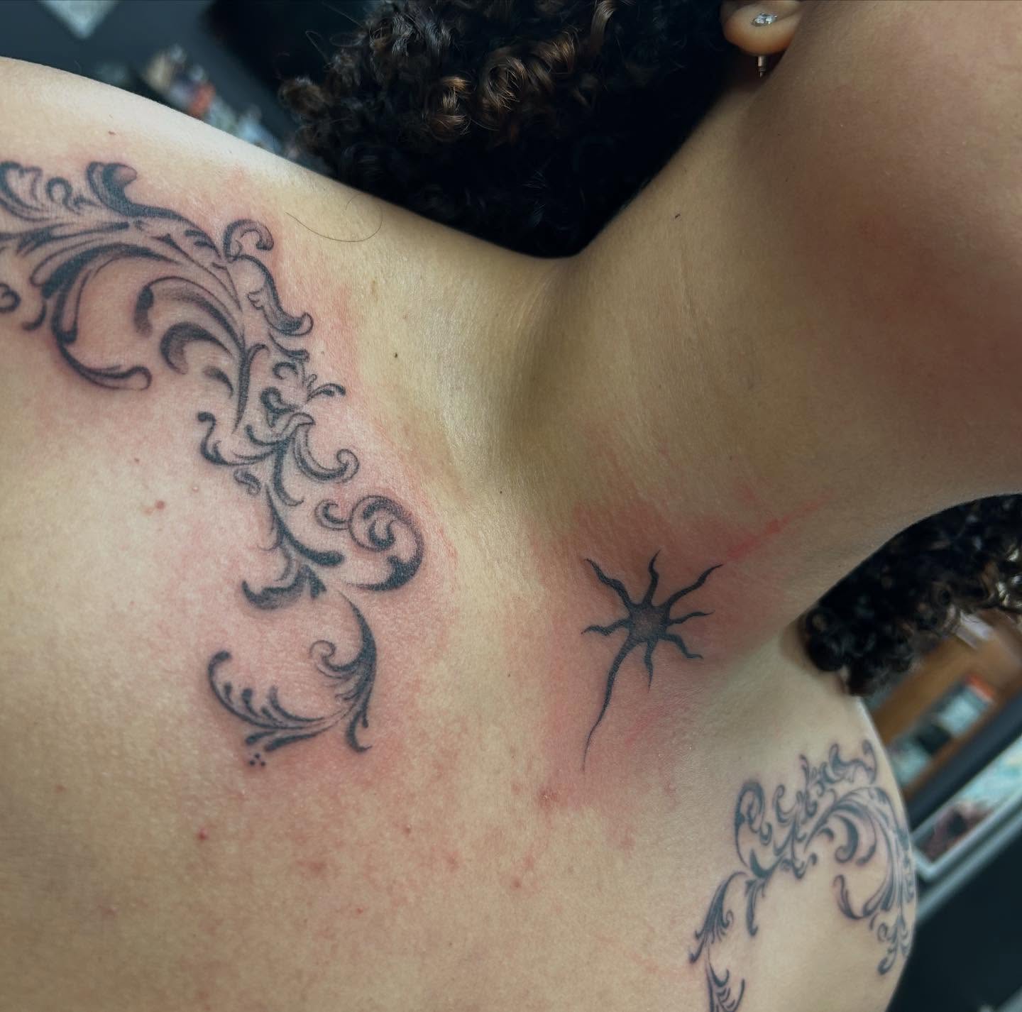Spider black and grey tattoo on the chest by Livy baby