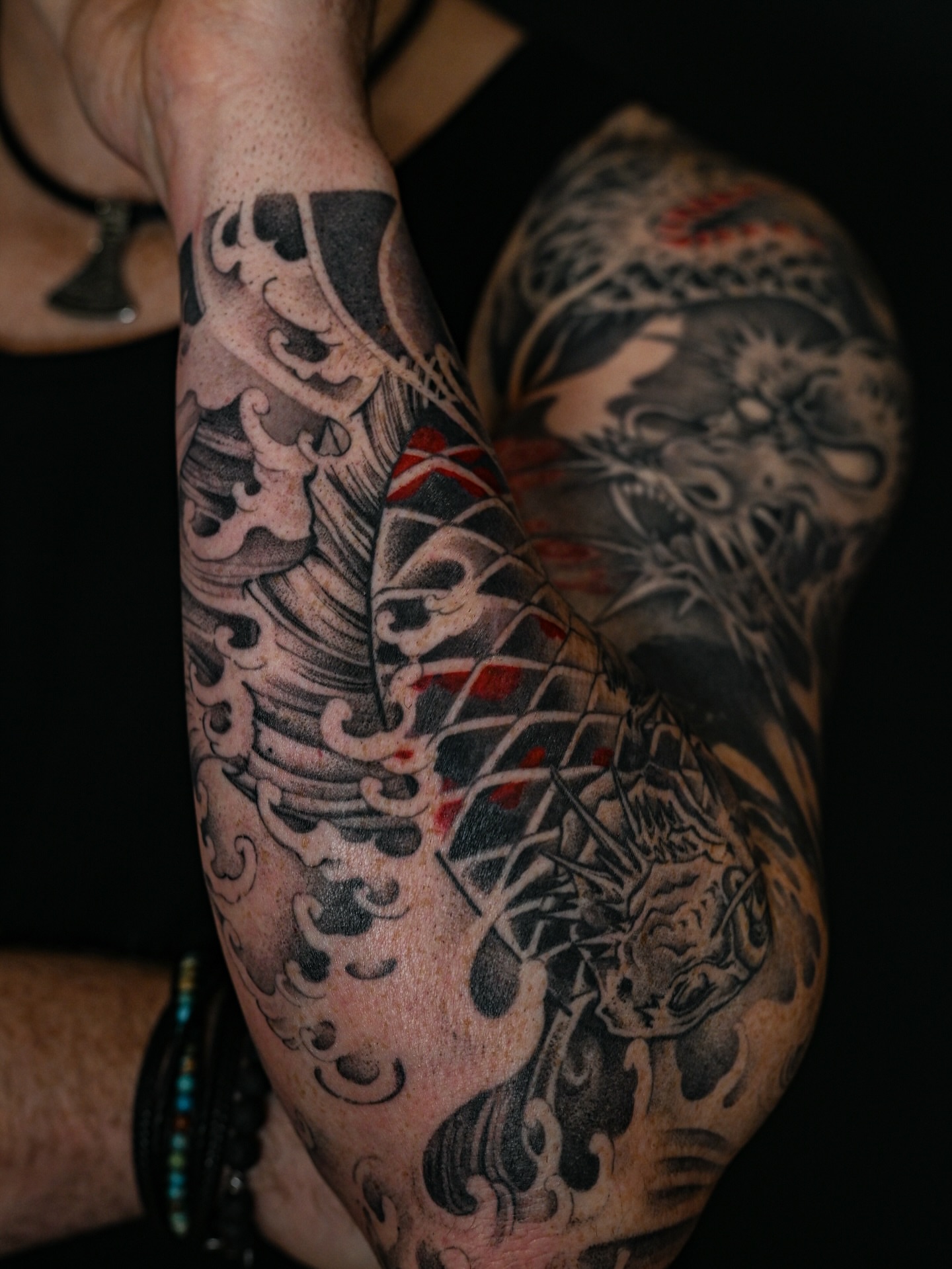 Tattoo by @evian_tat — japanese_irezumi, black_and_grey