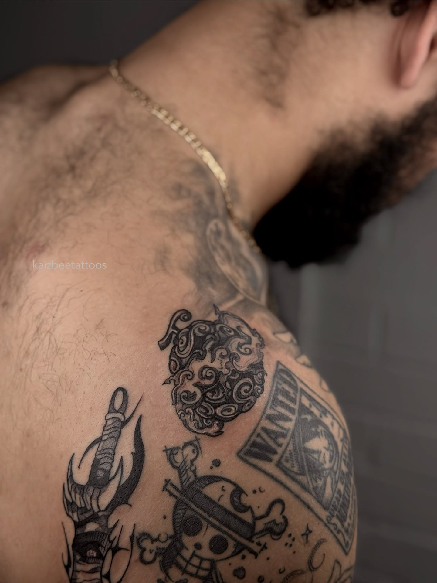 Tattoo by @kaizbeetattoos — black_and_grey, neo_traditional