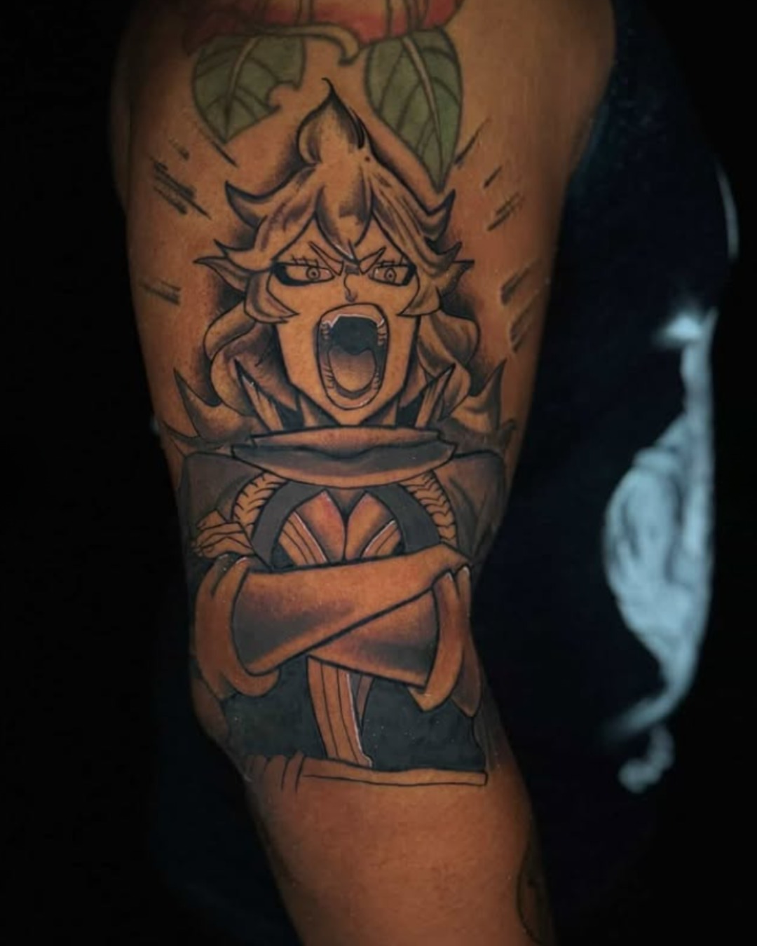 Anime character anime tattoo on the forearm by Mariyah Rhae Lewis