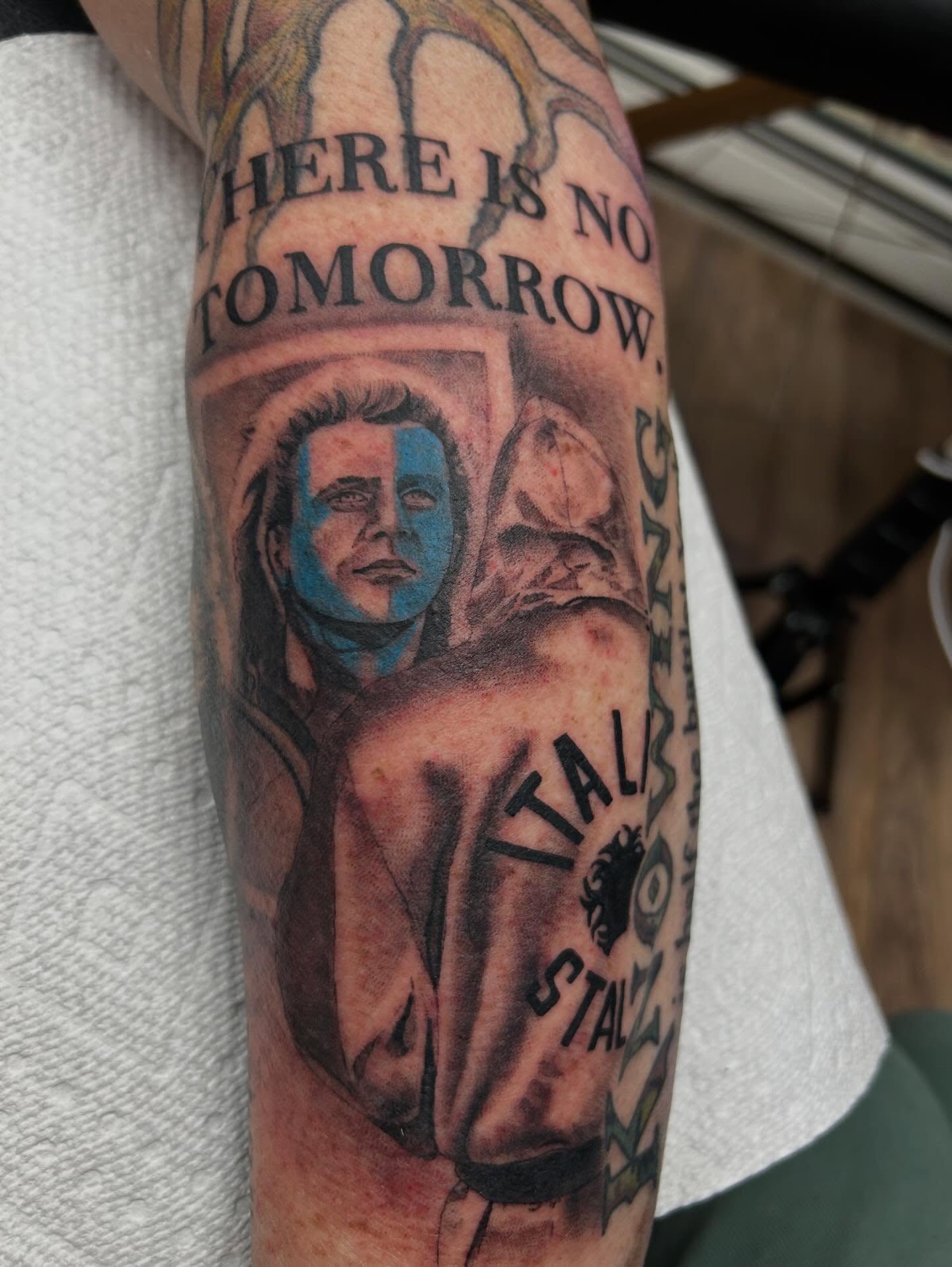 There is no tomorrow realism tattoo on the forearm by Tiffany Vargas