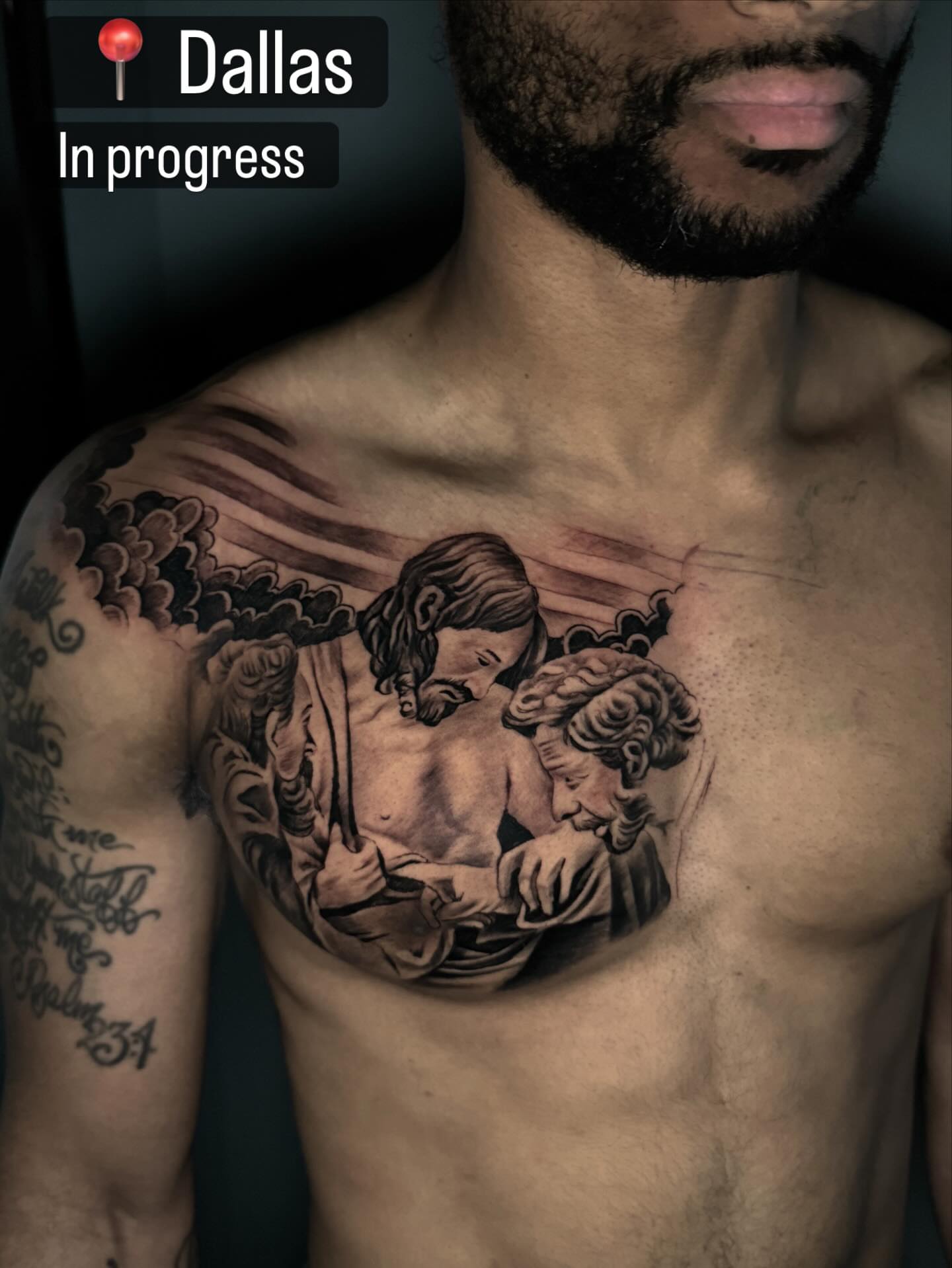 Religious scene realism tattoo on the chest by INK with KIRON 🇳🇵 🇺🇸DTX, Dallas, Texas