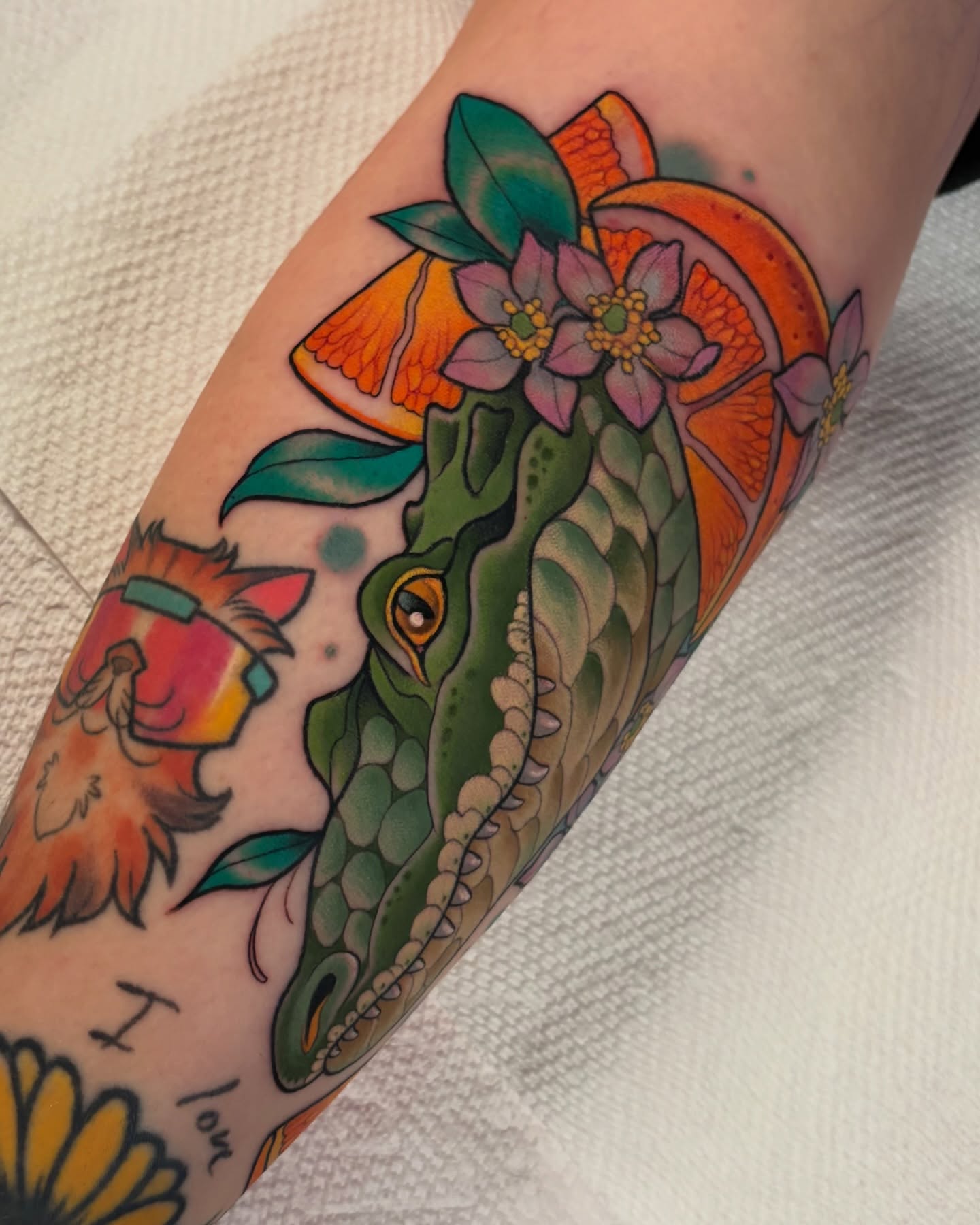 Tattoo by @tallsarahtattoos — american_traditional, dotwork