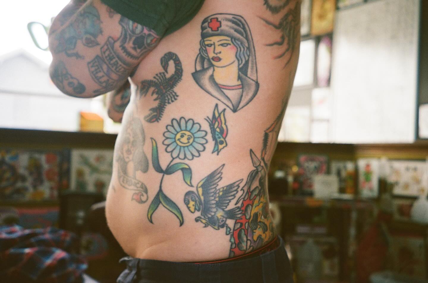 Tattoo by @chemical_adhesive — american_traditional, dotwork