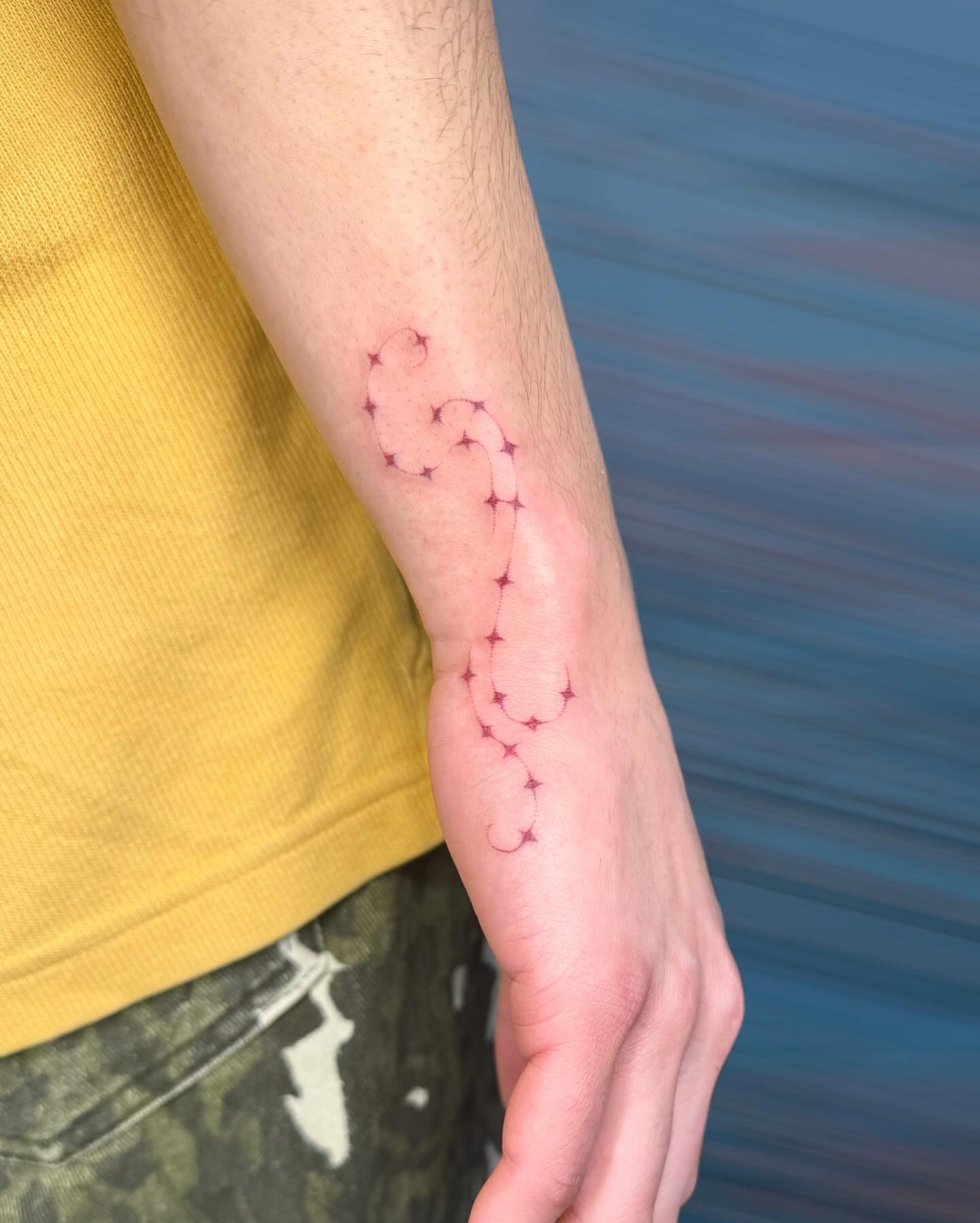 Constellation dotwork tattoo on the forearm by GG ๐ธ