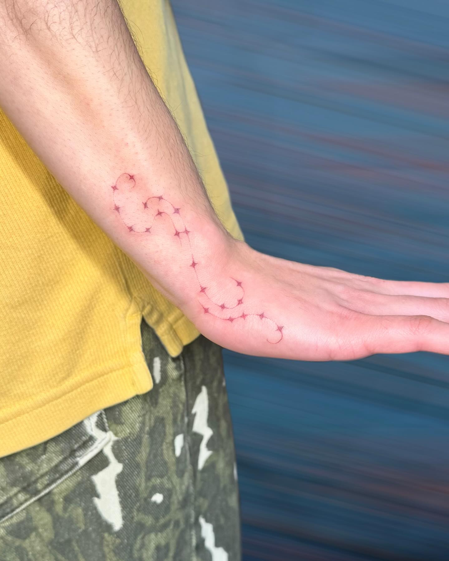 Constellation fine line tattoo on the forearm by GG ๐ธ