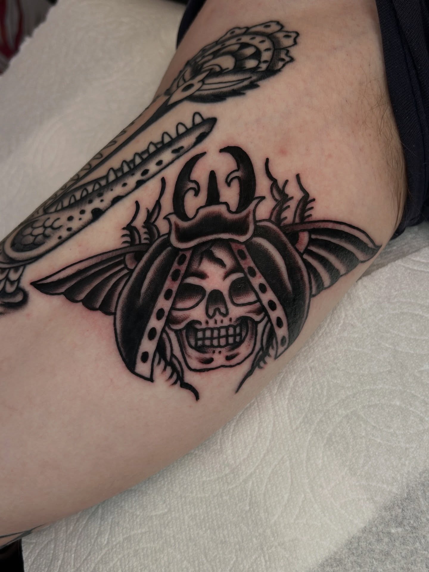 Skull with crown American traditional tattoo on the forearm by β π€ππ©π¦π©π’π β± β