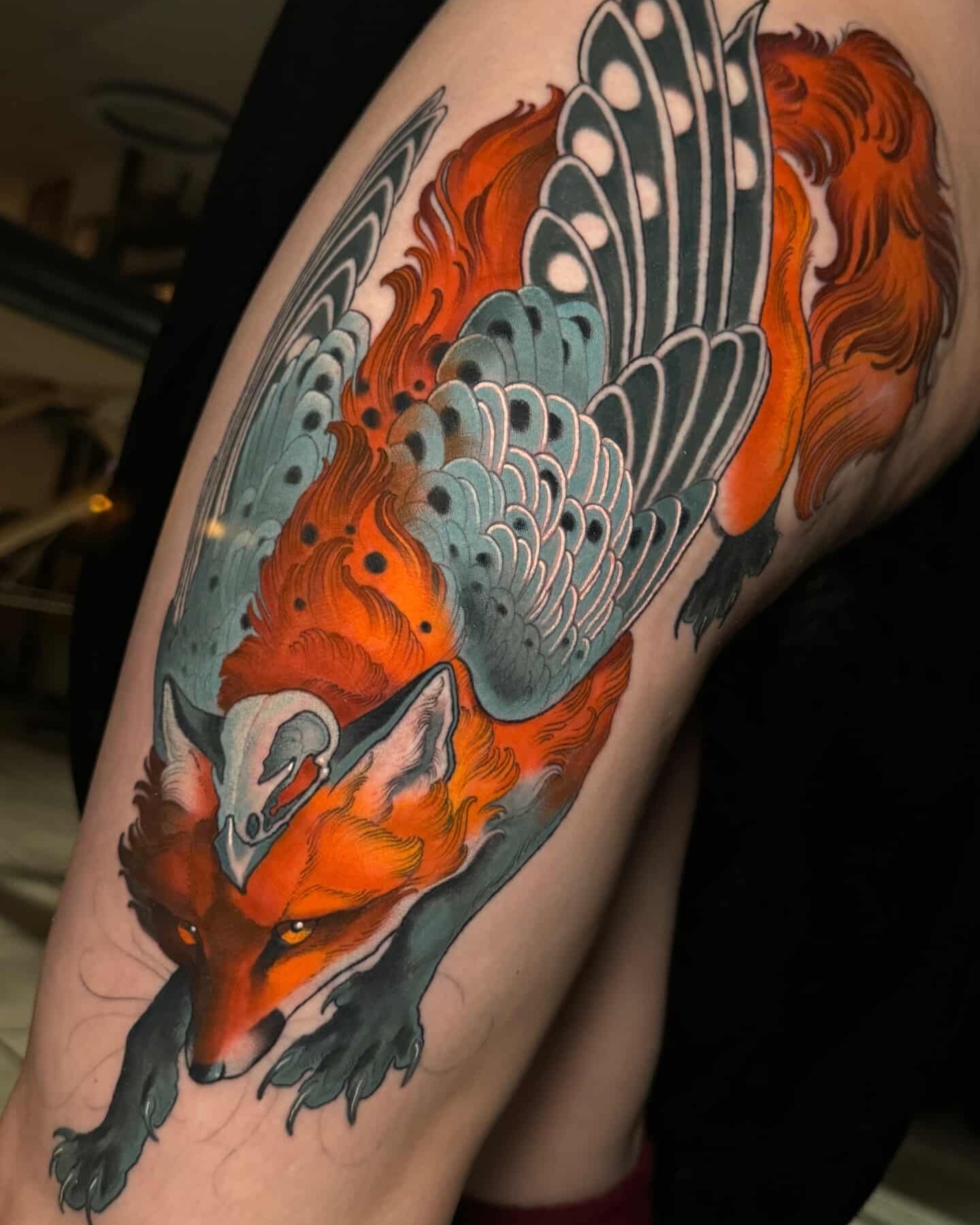 Fox with wings japanese irezumi tattoo on the upper arm by πππ±π±π¬π¬ ππ―π±π¦π°π±