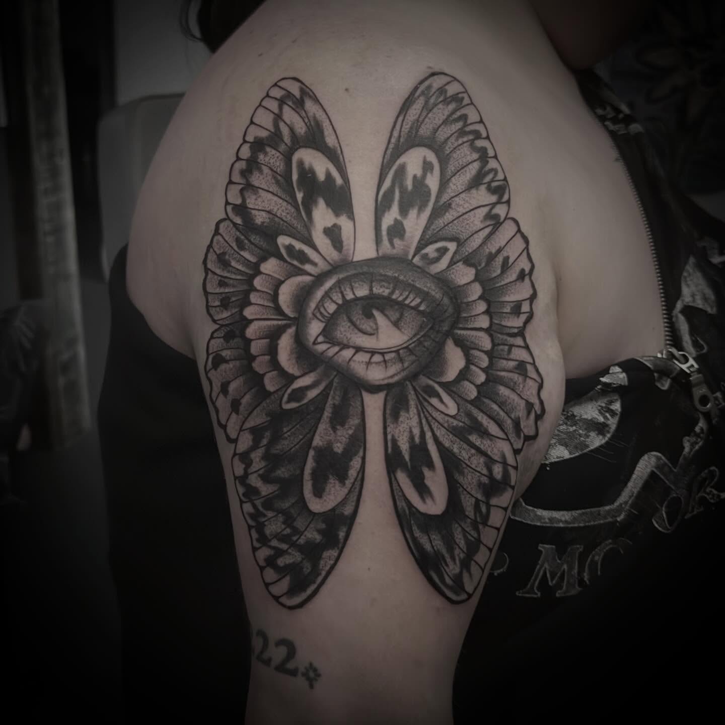 Tattoo by @inkandivvy — dotwork, black_and_grey