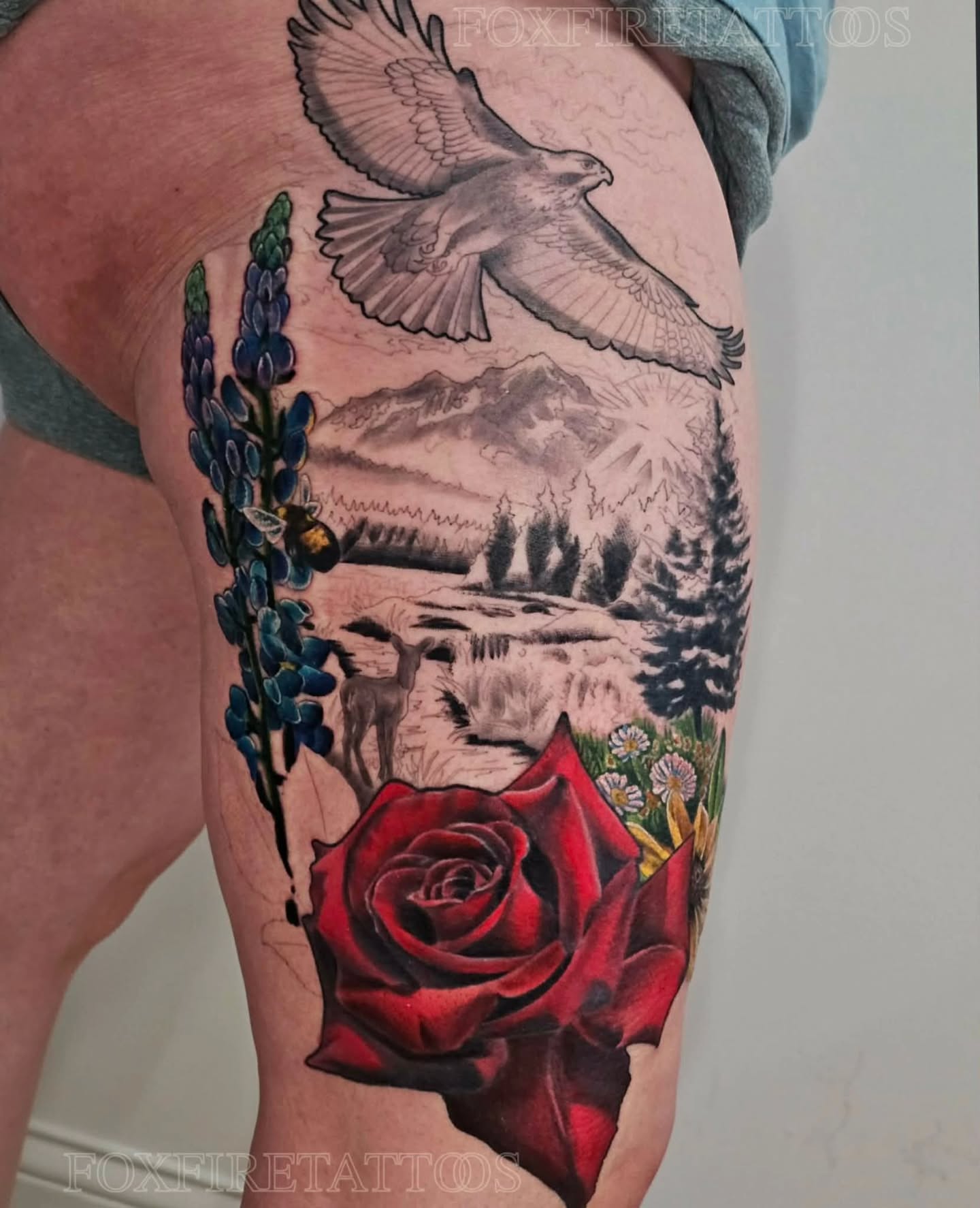 Tattoo by @foxfiretattoos β realism, black_and_grey