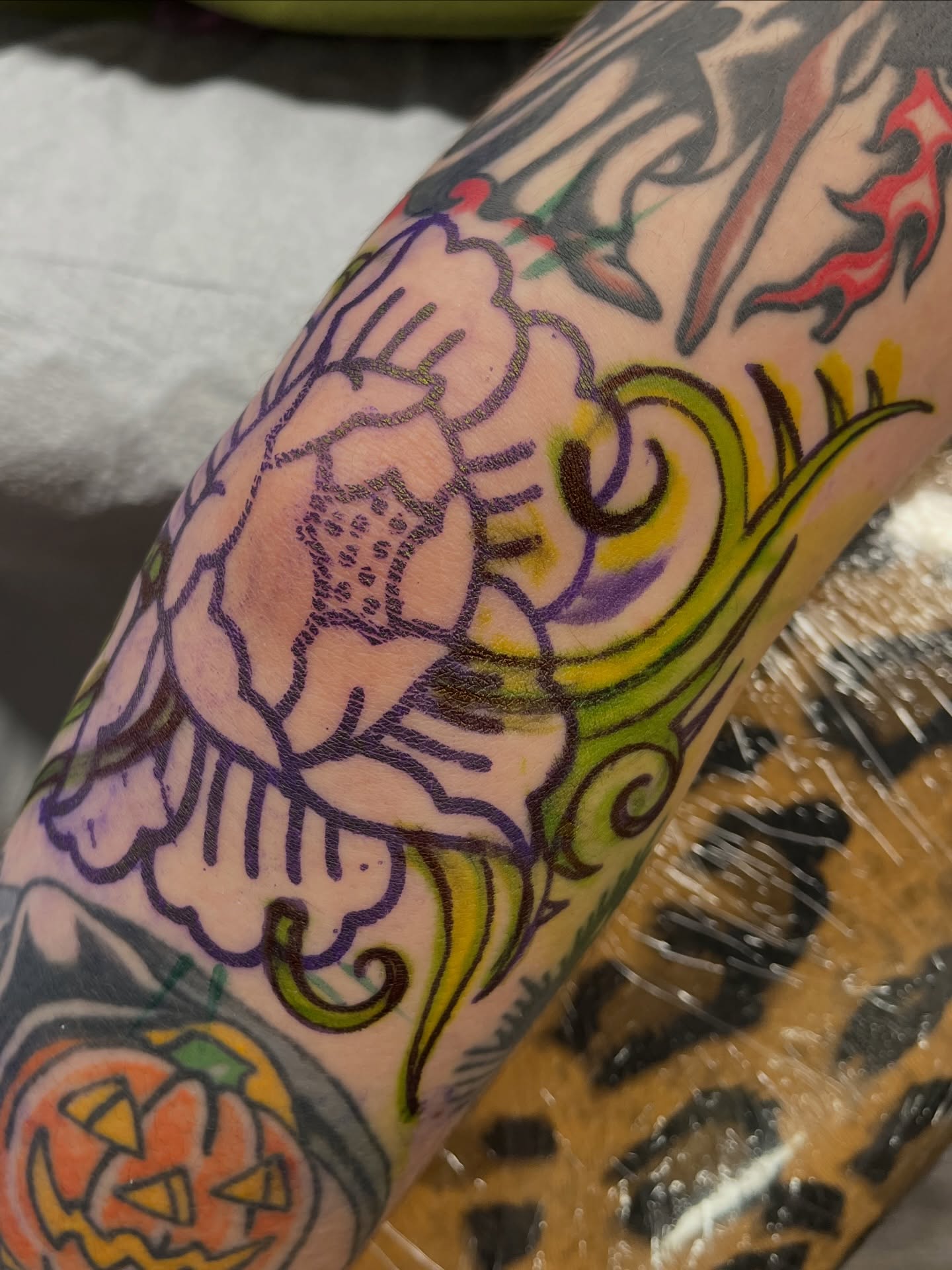 Flower American traditional tattoo on the forearm by π΅ππππ π¬ππππ