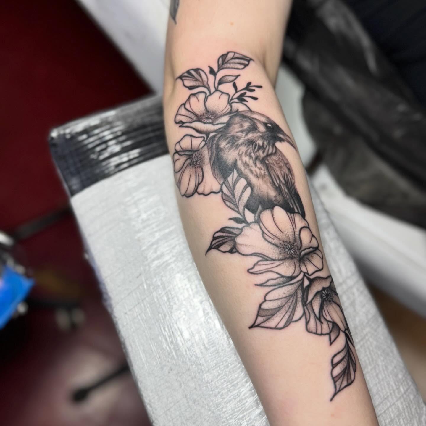 Tattoo by @inkedxlarissa — dotwork, black_and_grey
