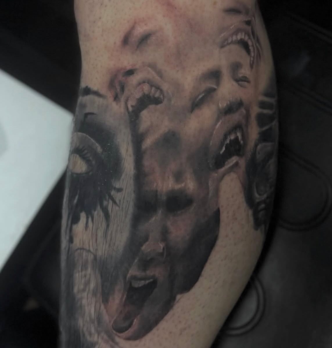 Scream realism tattoo on the forearm by Boise Tattoo Artist