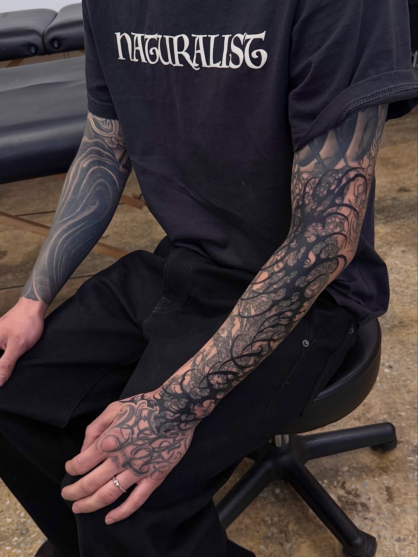 Tattoo by @voldblk — black_and_grey, ornamental