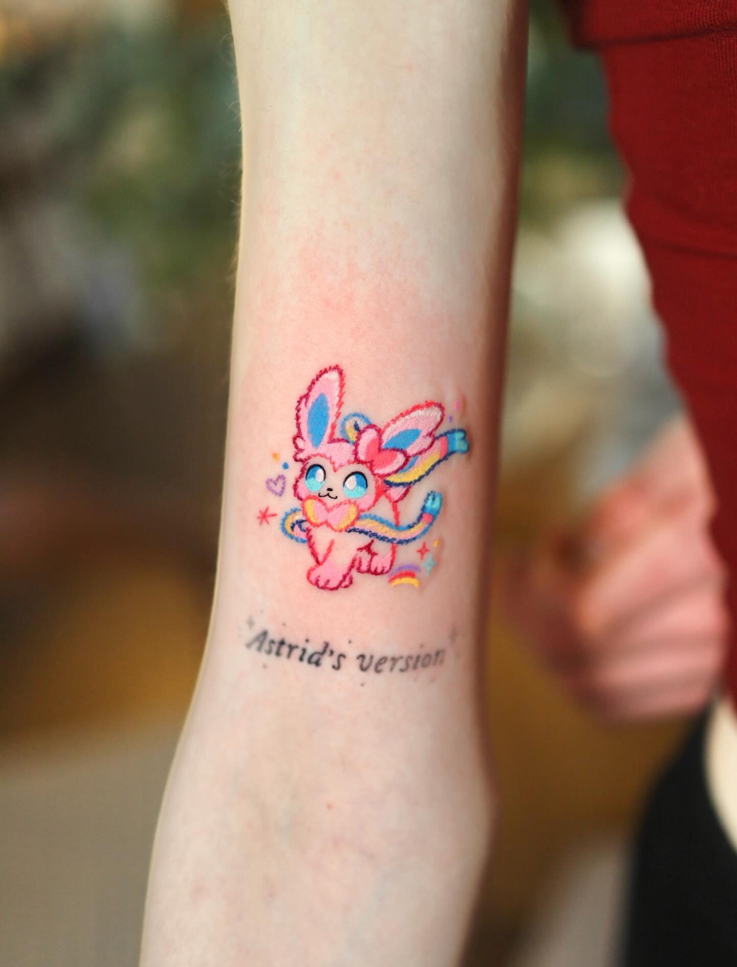 Eevee new school tattoo on the forearm by Kettle🤍케틀