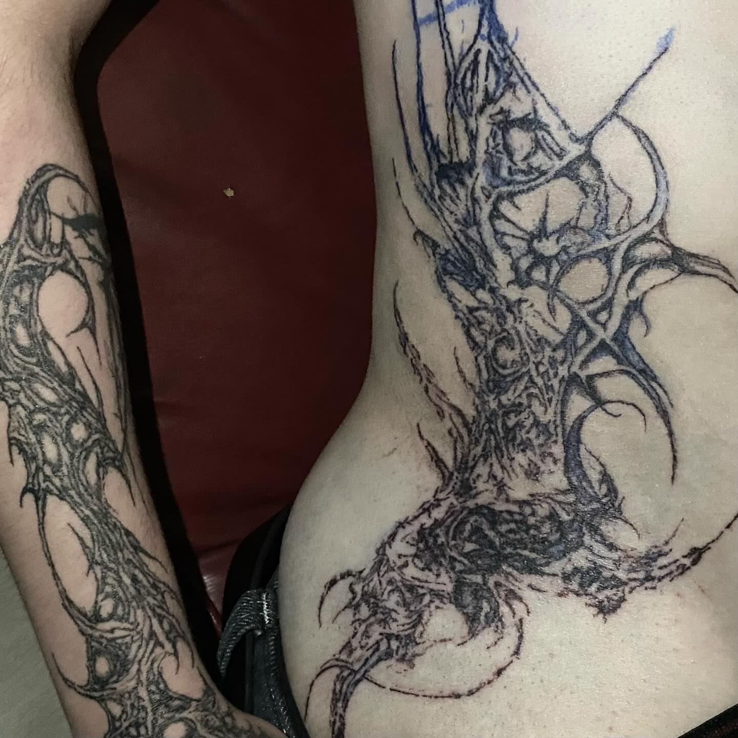 Tattoo by @sangresuciia — black_and_grey, dark_realism