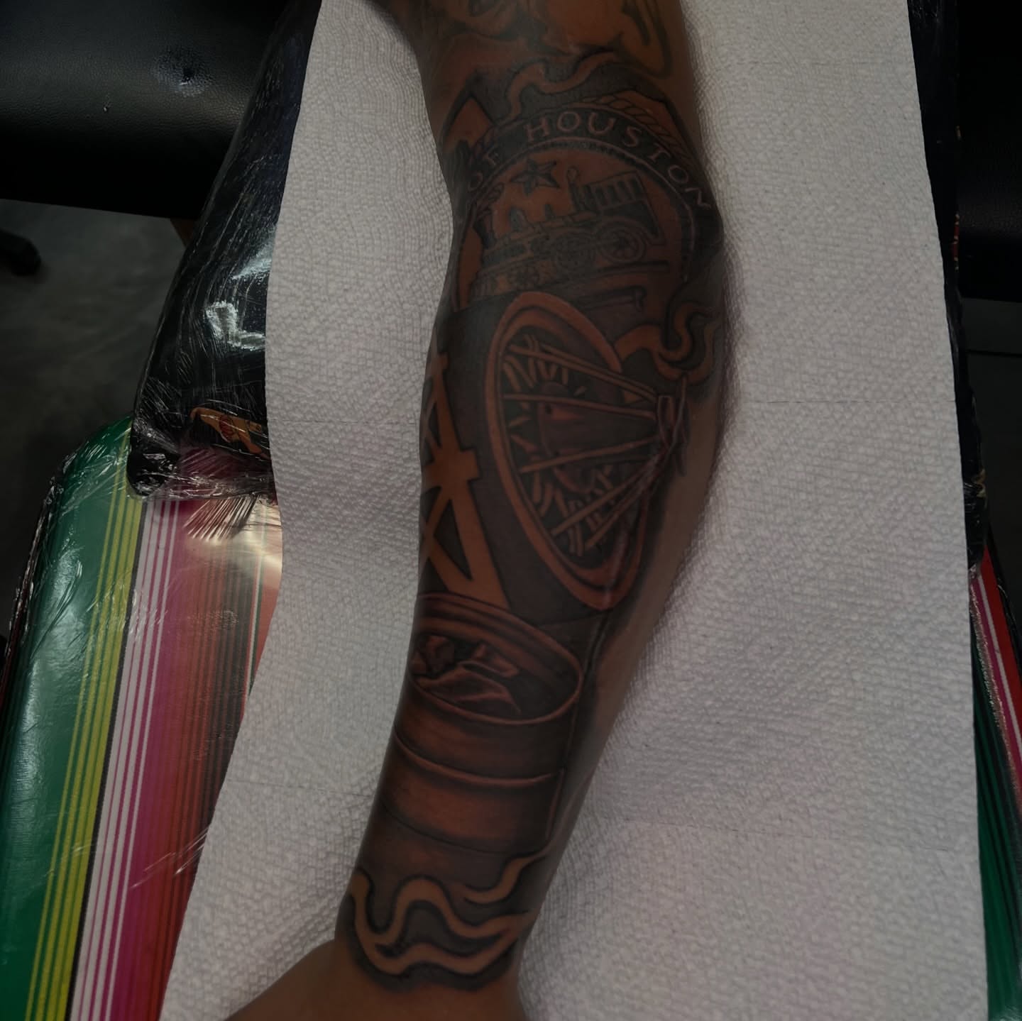 Anchor and compass American traditional tattoo on the forearm by Dee