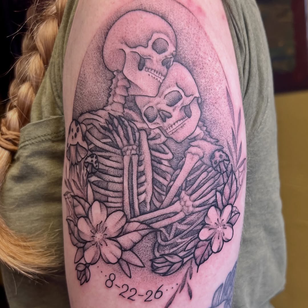 Tattoo by @danimcbaytattoos — black_and_grey, dotwork