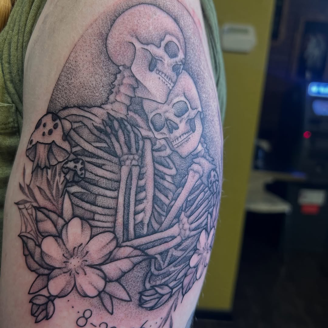 Tattoo by @danimcbaytattoos — black_and_grey, dotwork