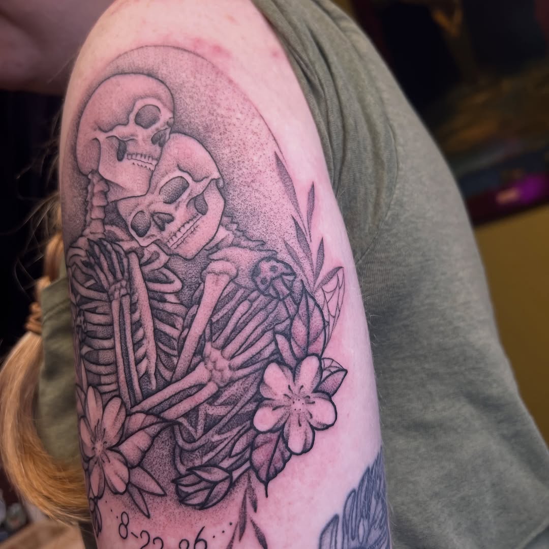 Tattoo by @danimcbaytattoos — black_and_grey, dotwork