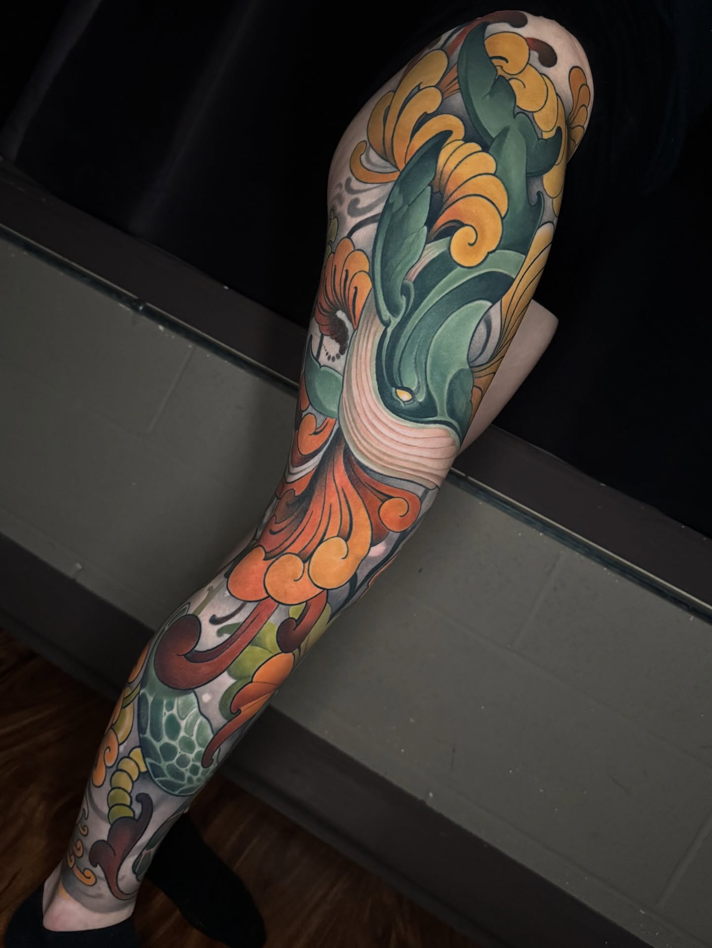Koi fish japanese irezumi tattoo on the forearm by Freddie Brown, Lombard, IL