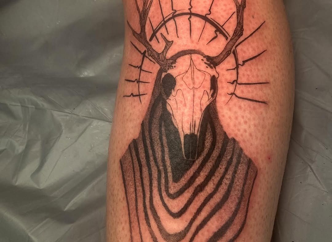 Tattoo by @rizzie_tat2 — black_and_grey, dotwork
