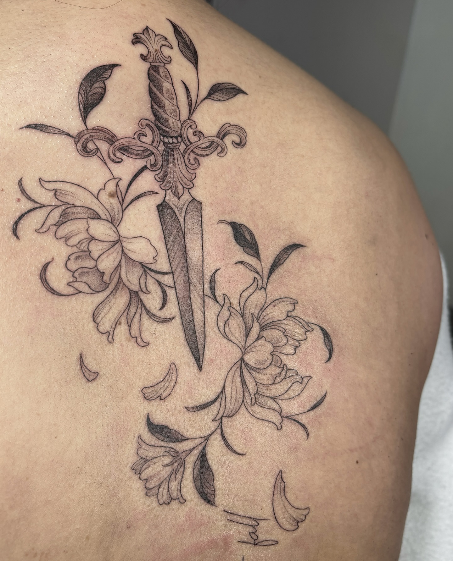 Tattoo by @kinseymillertattoo — black_and_grey