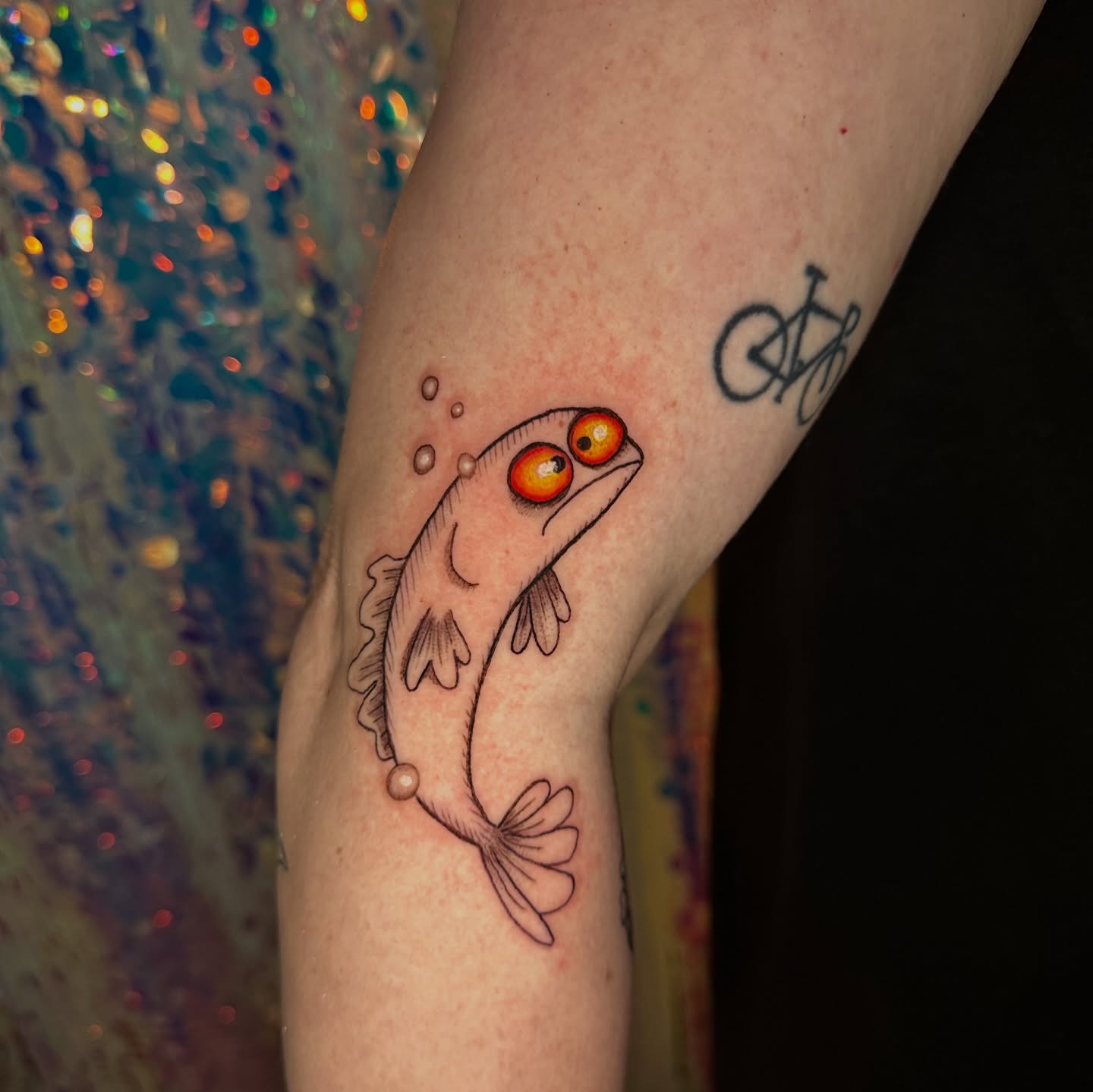 Fish dotwork tattoo on the forearm by Sunny, Austin, Texas