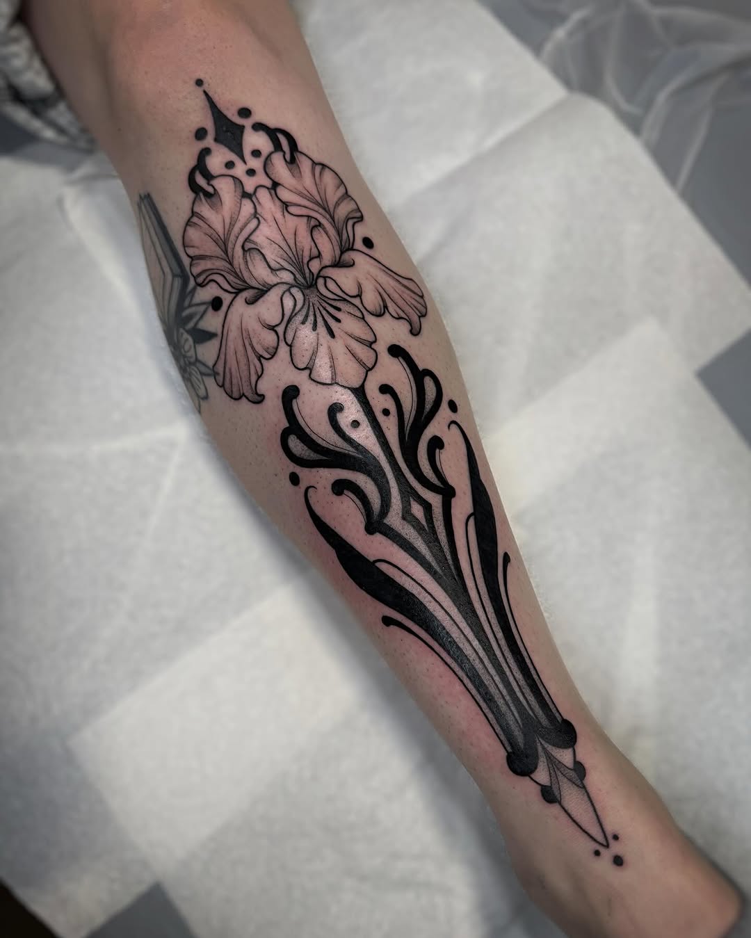 Tattoo by @tattoowitchmal — black_and_grey, ornamental