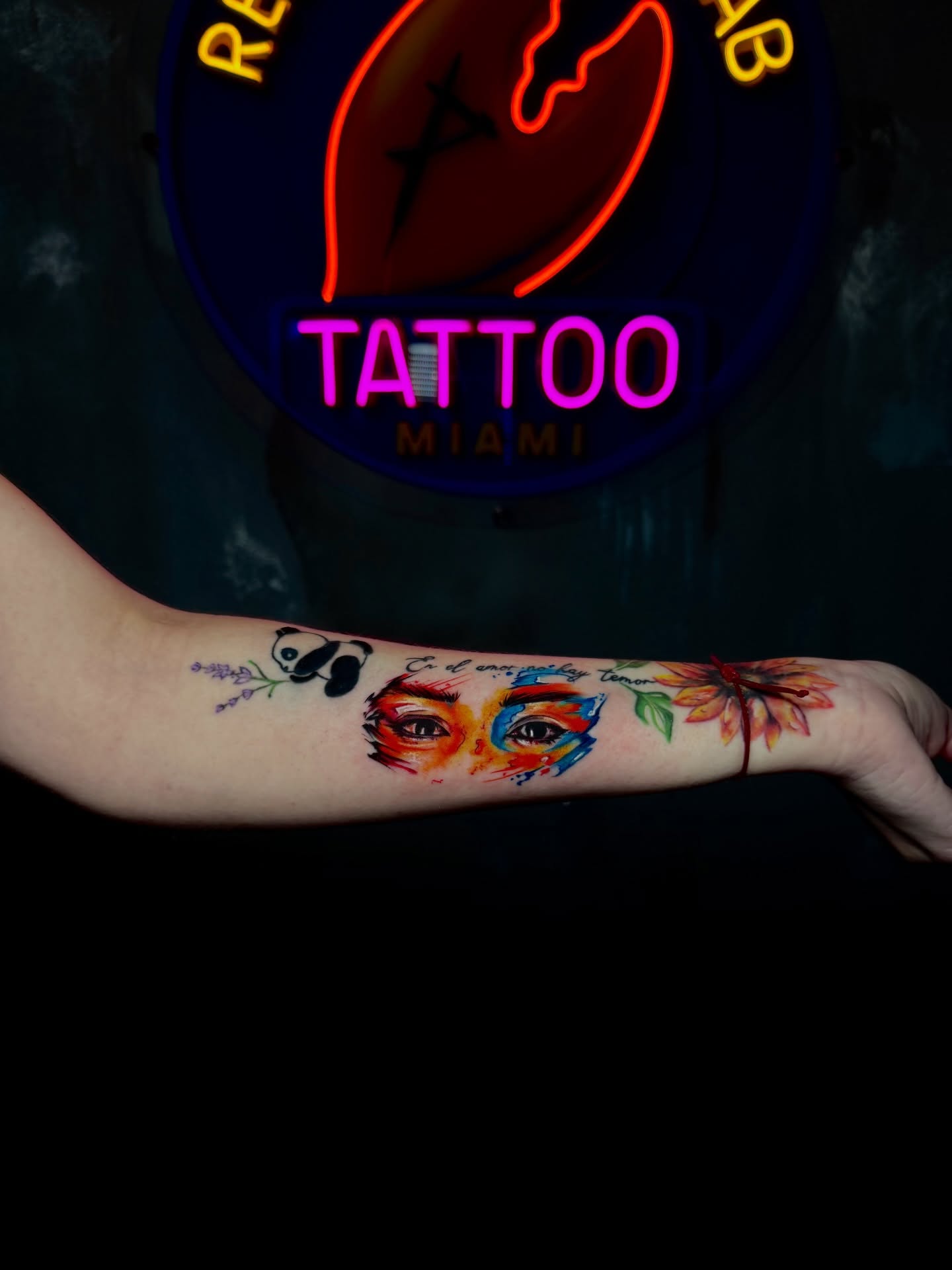 Eyes watercolor tattoo on the forearm by Keyla Valdes, Miami, Florida