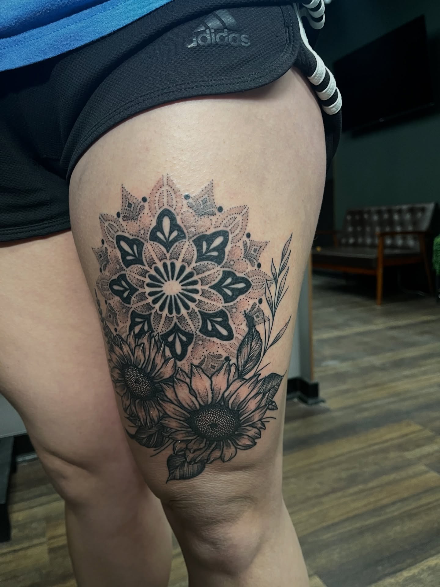 Tattoo by @autumnrosetattoos — dotwork, black_and_grey