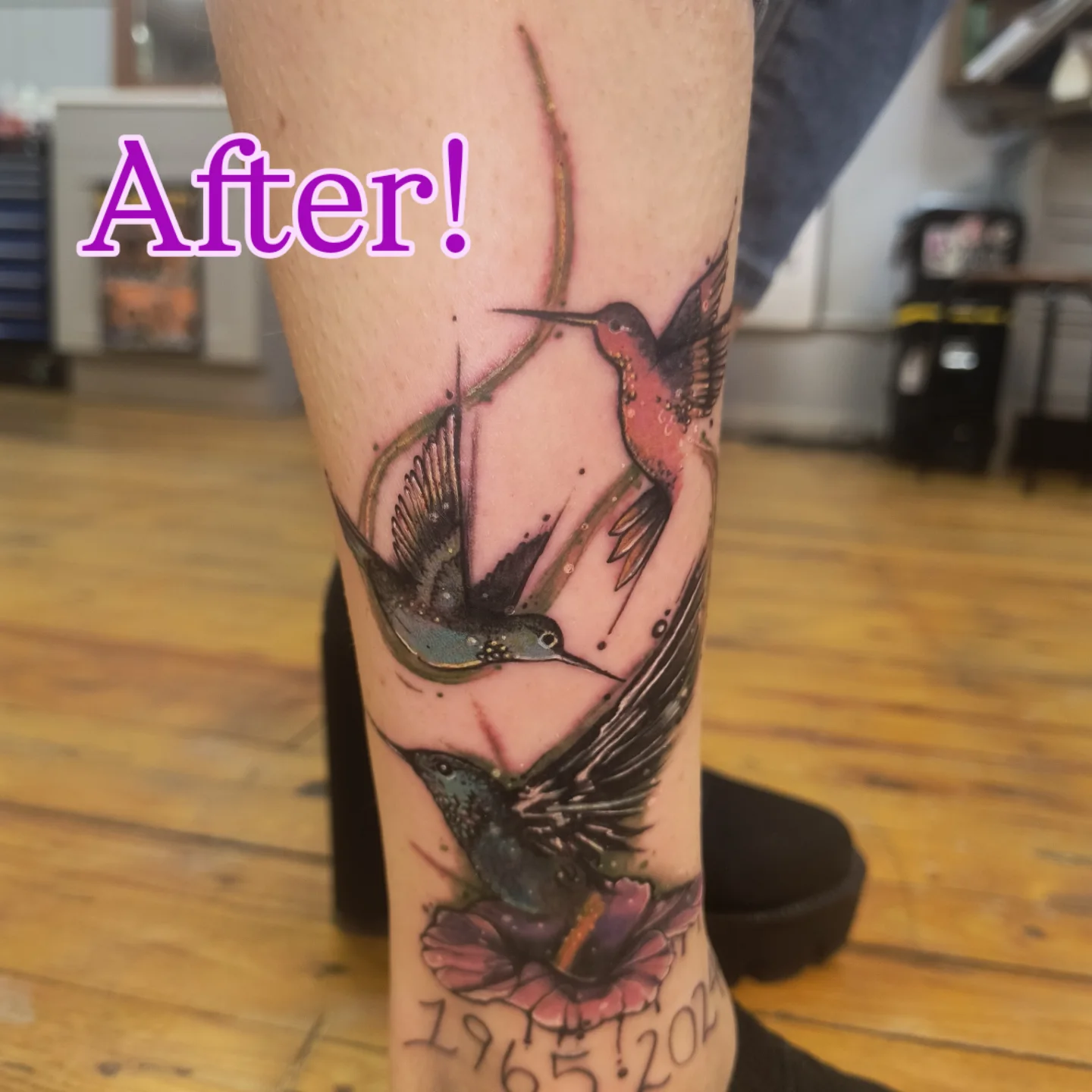 Hummingbirds realism tattoo on the forearm by Niki Jackson