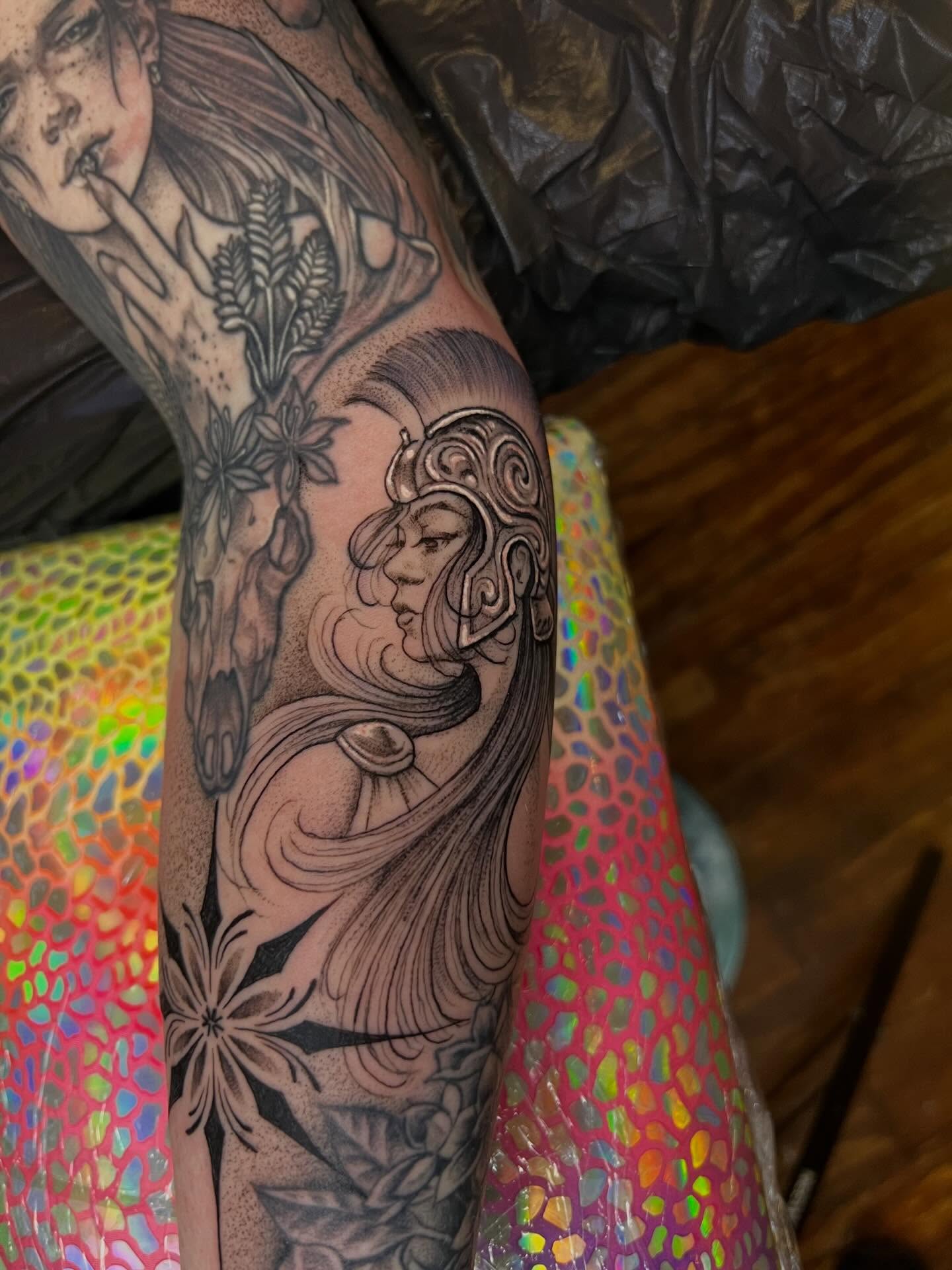 Tattoo by @tallartist — black_and_grey, realism