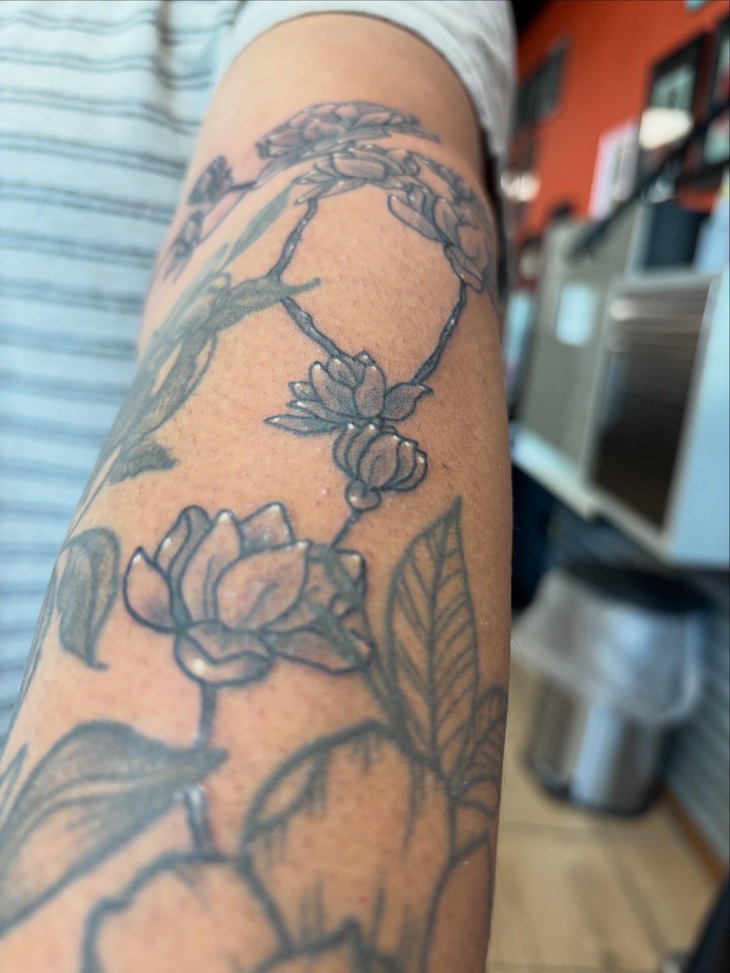 Flower bouquet black and grey tattoo on the forearm by Samantha💋🥀