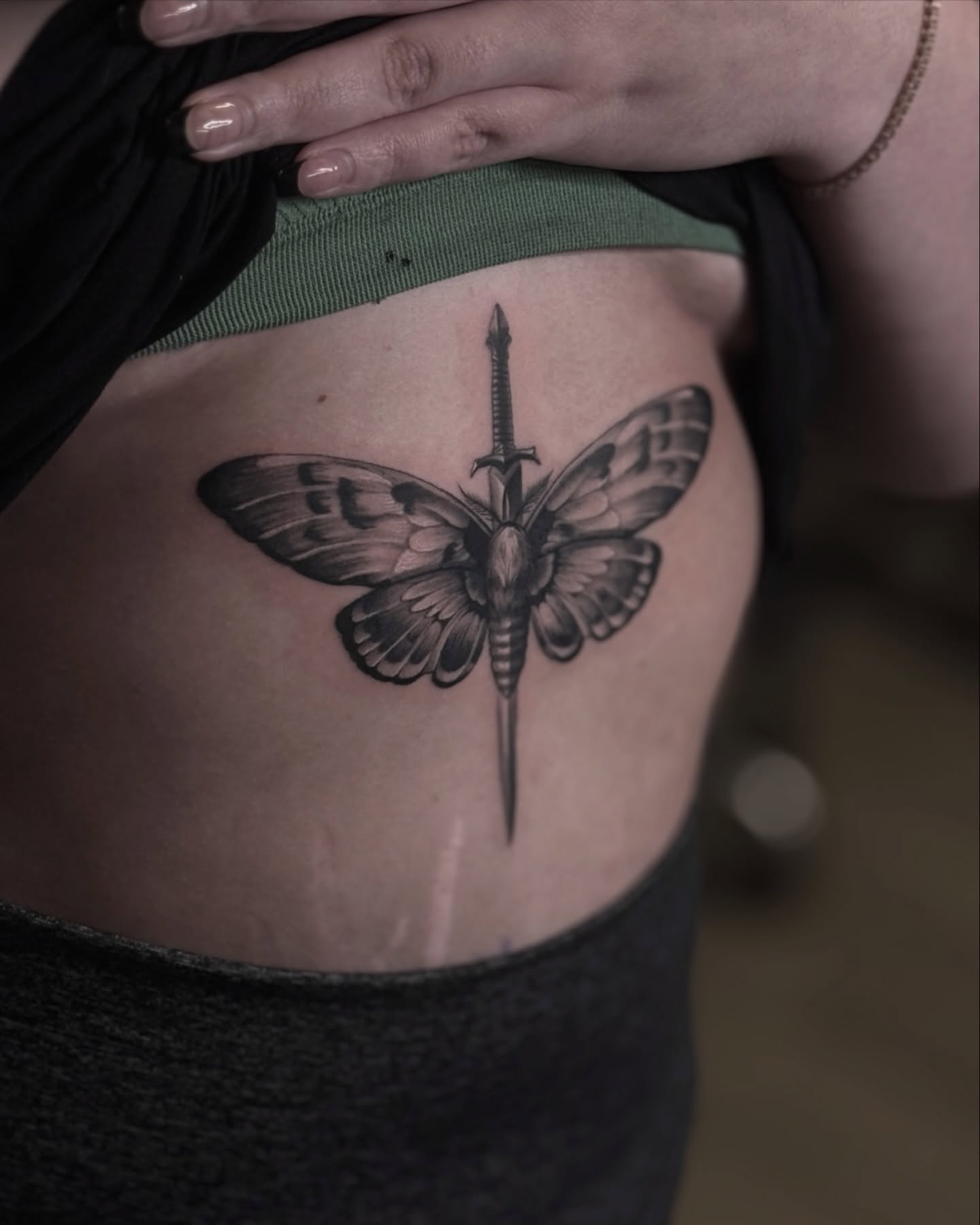 Moth with sword realism tattoo on the ribs by ๐
๐๐๐๐ณ๐ฎ๐ฆ๐ข ๐๐๐ญ๐ญ๐จ๐จs