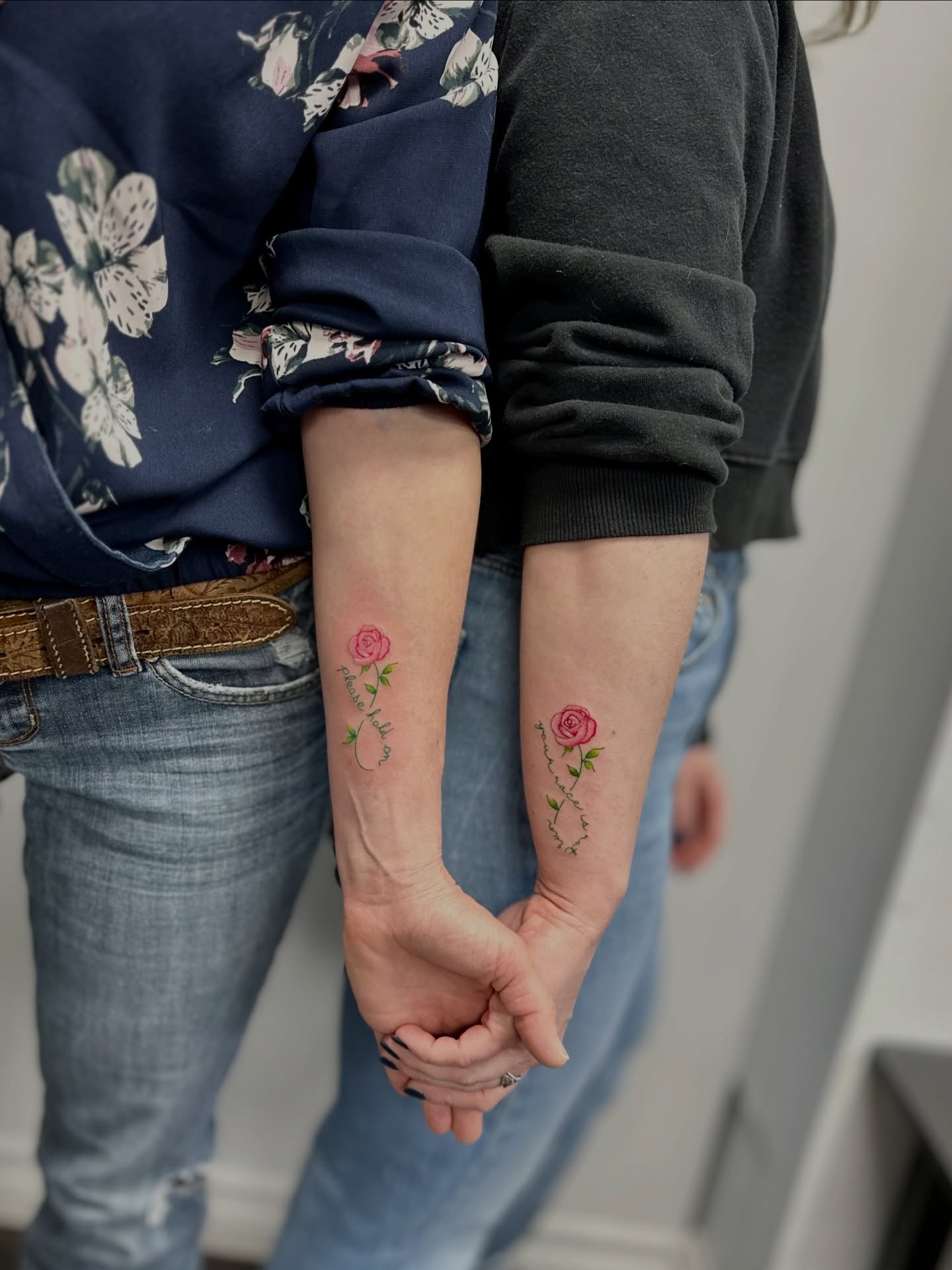 Rose fine line tattoo on the forearm by AJ
