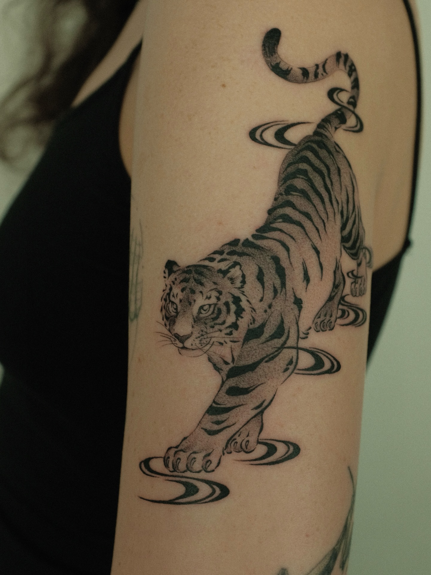 Tiger realism tattoo on the forearm by Xiao Lun
