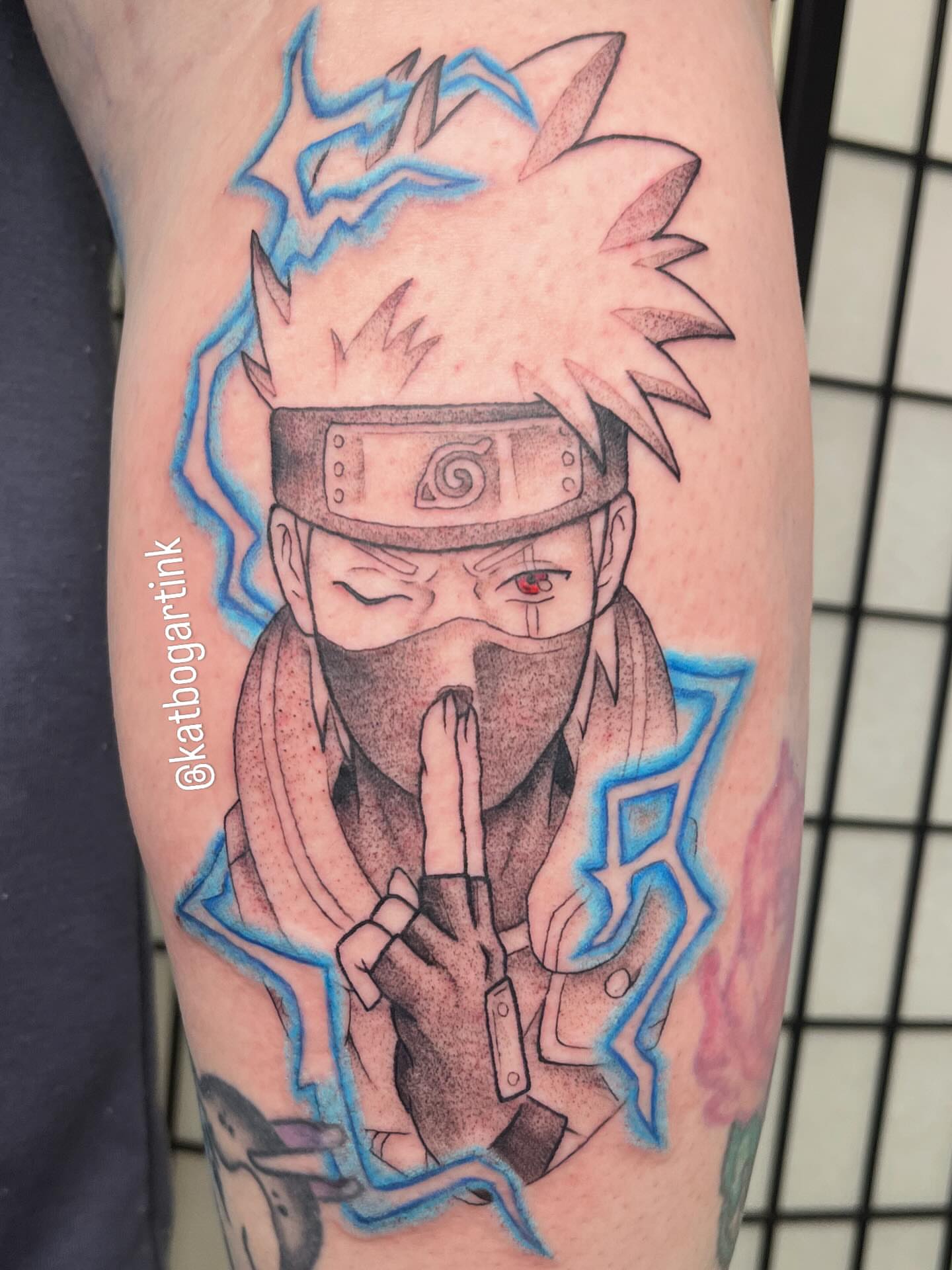 Naruto anime tattoo on the forearm by Kat (Scout) Bogart