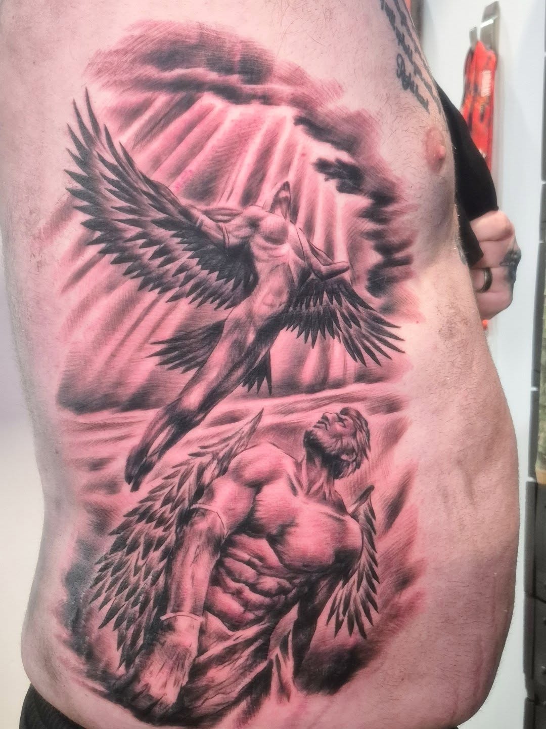 Tattoo by @huckleberrytattoos — realism, black_and_grey