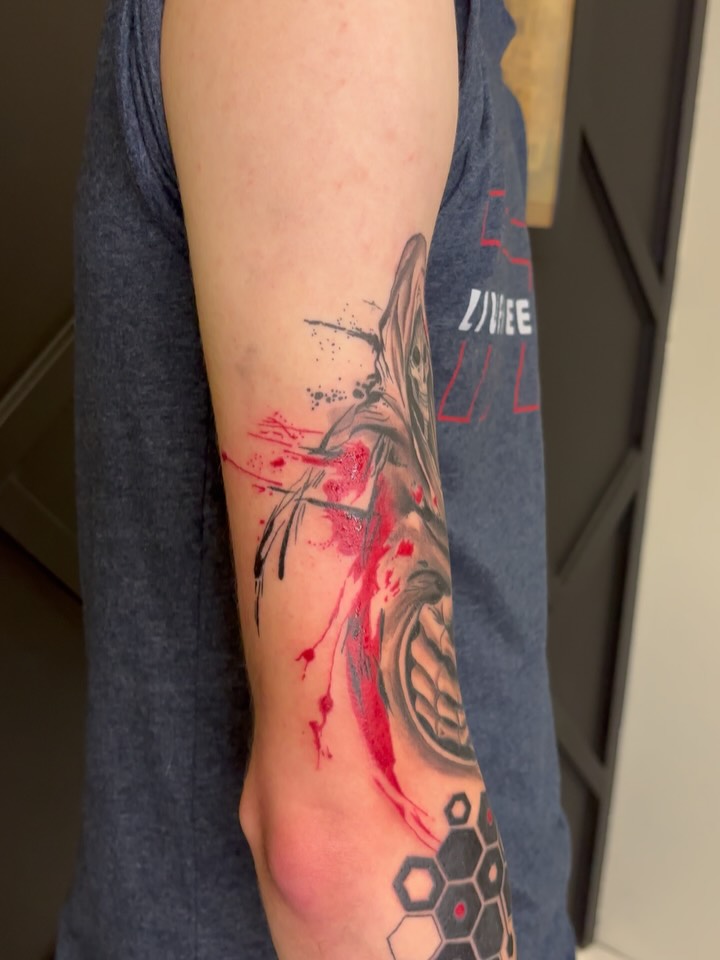 Tattoo by @colourblindtattoo — dotwork, realism