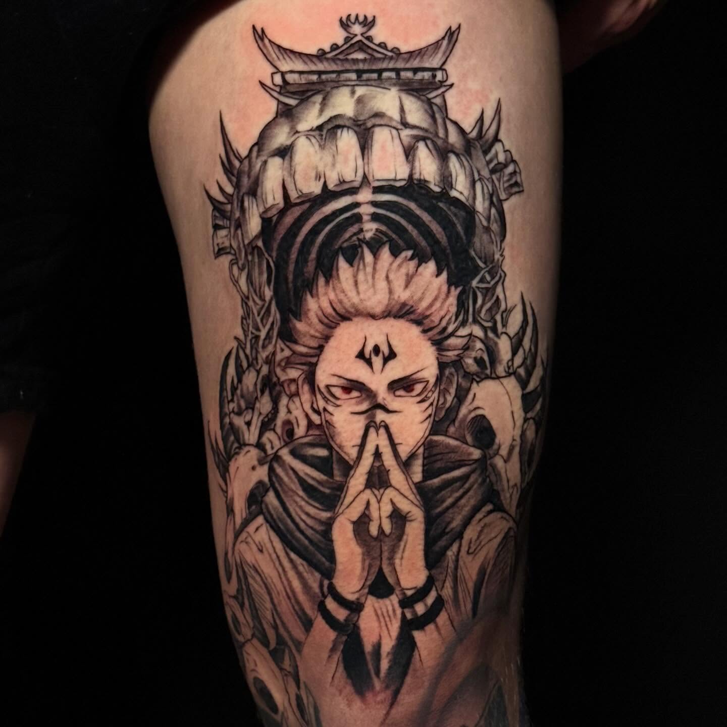 Tattoo by @inkedbyscratch — anime, dotwork