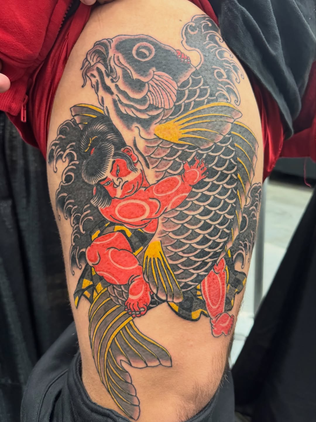 Tattoo by @_wooderson_ — japanese_irezumi, black_and_grey