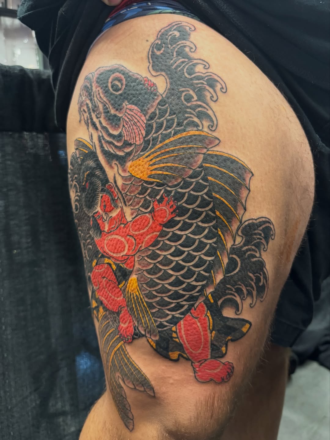 Tattoo by @_wooderson_ — japanese_irezumi, black_and_grey