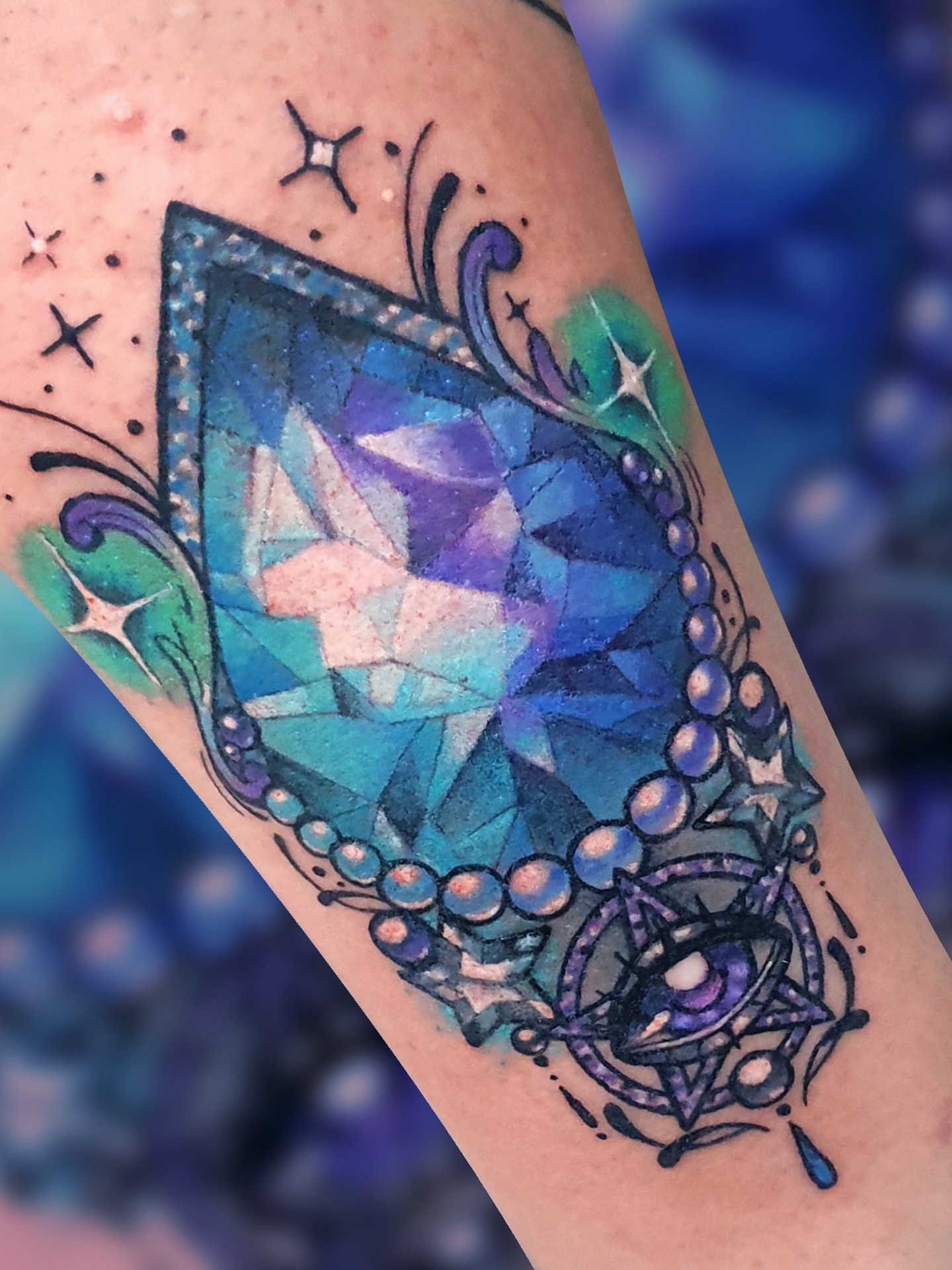 Tattoo by @xamyart — geometric, watercolor