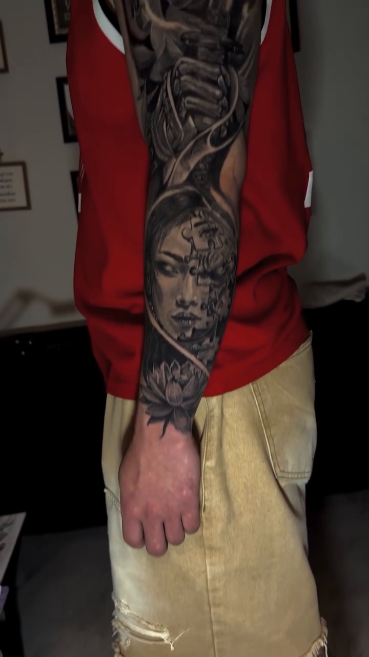 Tattoo by @erasmovasqueztattoo — dark_realism, black_and_grey