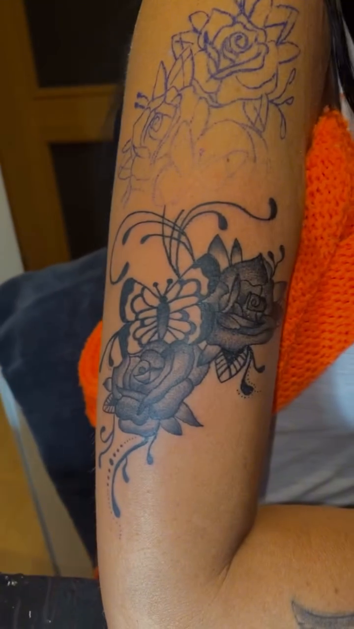 Rose and butterfly tattoo dotwork tattoo on the forearm by 𝒯𝒶𝓉𝓈𝑜𝓊𝓁 𝒷𝓎 C𝓁𝒶𝓊𝒹𝒾𝒶