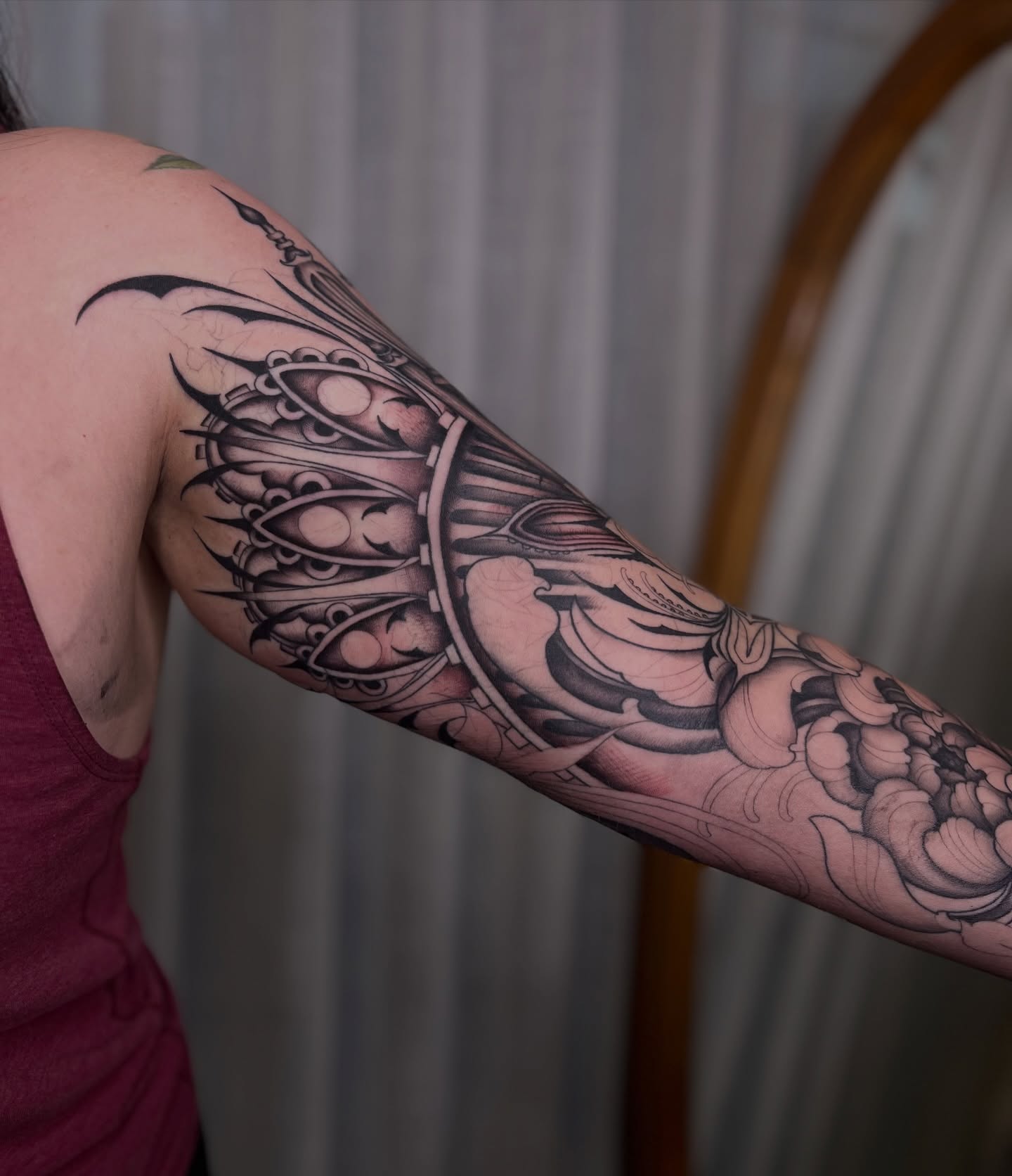 Tattoo by @kylajaetattoos β black_and_grey, ornamental