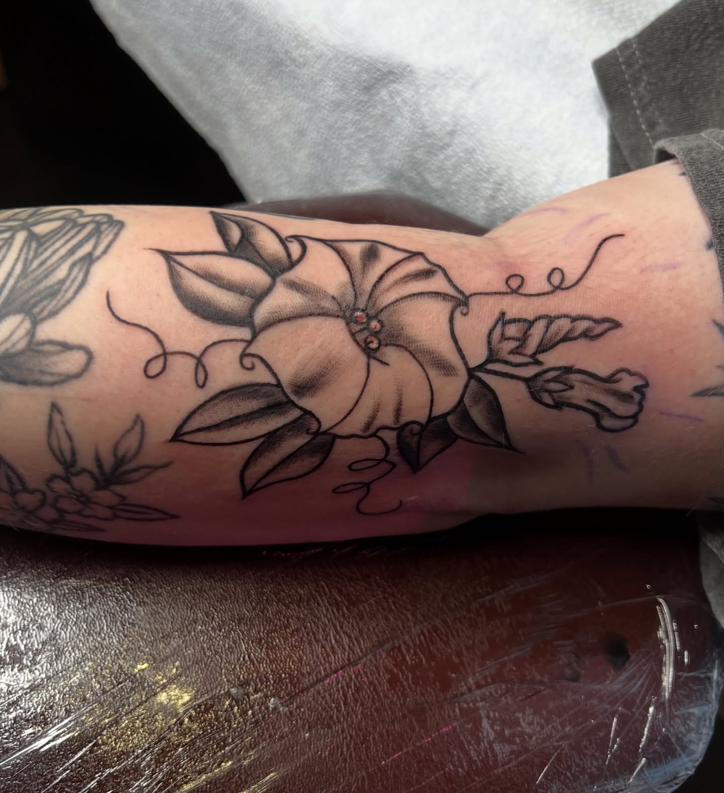 Tattoo by @purrsimmonkitten — black_and_grey